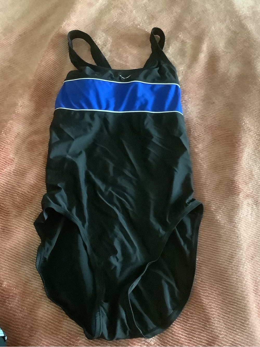 Nike Black One-Piece Swimsuit with Royal Blue Chest Stripe
